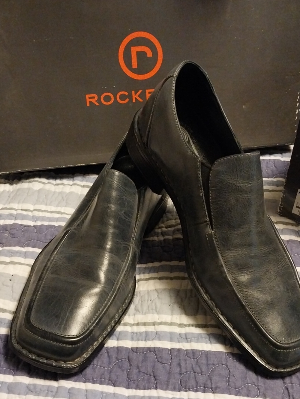 New With Tags Rockport Blue Gary Slip-On Leather Loafers